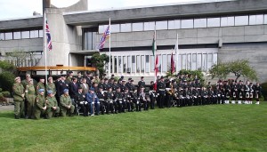 Entire parade contingent with Saanich Mayor and Surgeon General