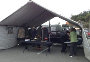 Wayne & Nancy Dauphinee making final adjustment to uniform display