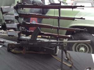 A close look at some of the weapons on display.